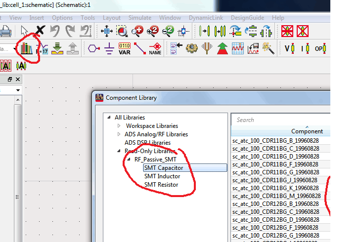 ADS surface mount library, S-parameters, simulation library, SMT component library